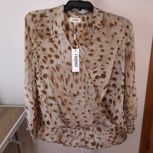 L'AGENCE Kayla w/Collar Smock Sleeve Silk Blouse XS